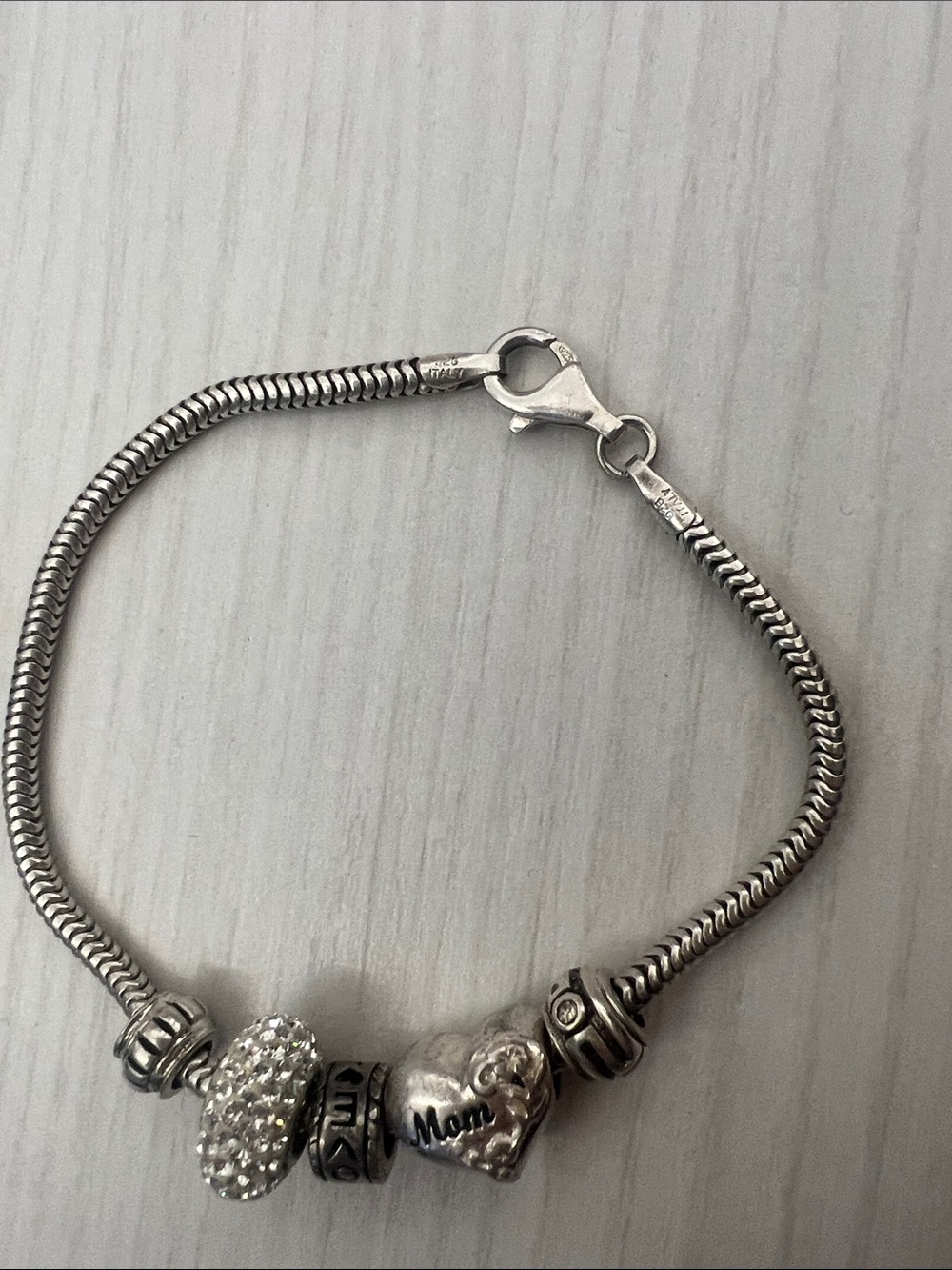 925 Italy Sterling Silver Lobster Clasp Bracelet